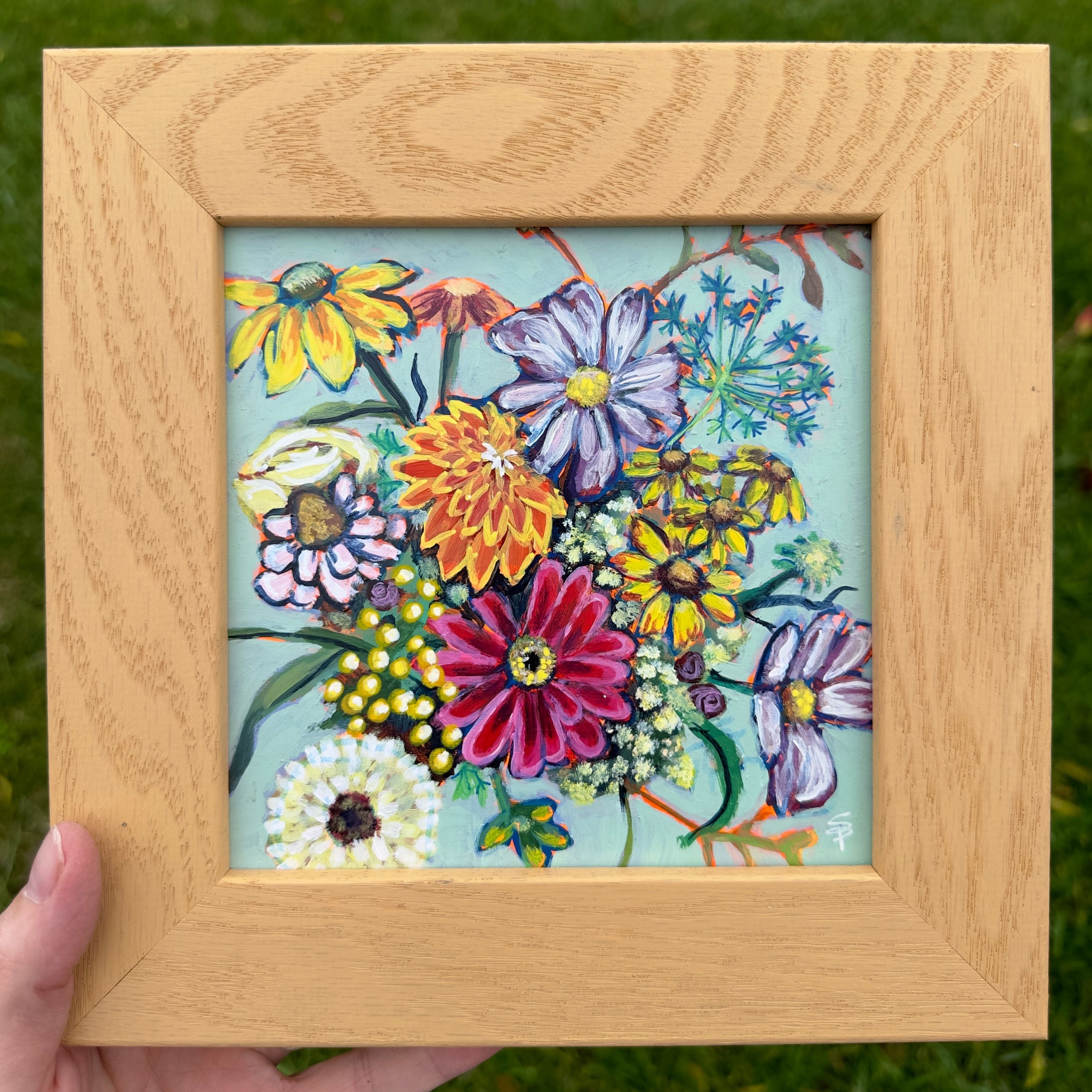November | 9x9 Framed Acrylic on Wood Panel | Original Painting