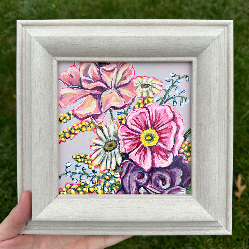 June | 9x9 Framed Acrylic on Wood Panel | Original Painting