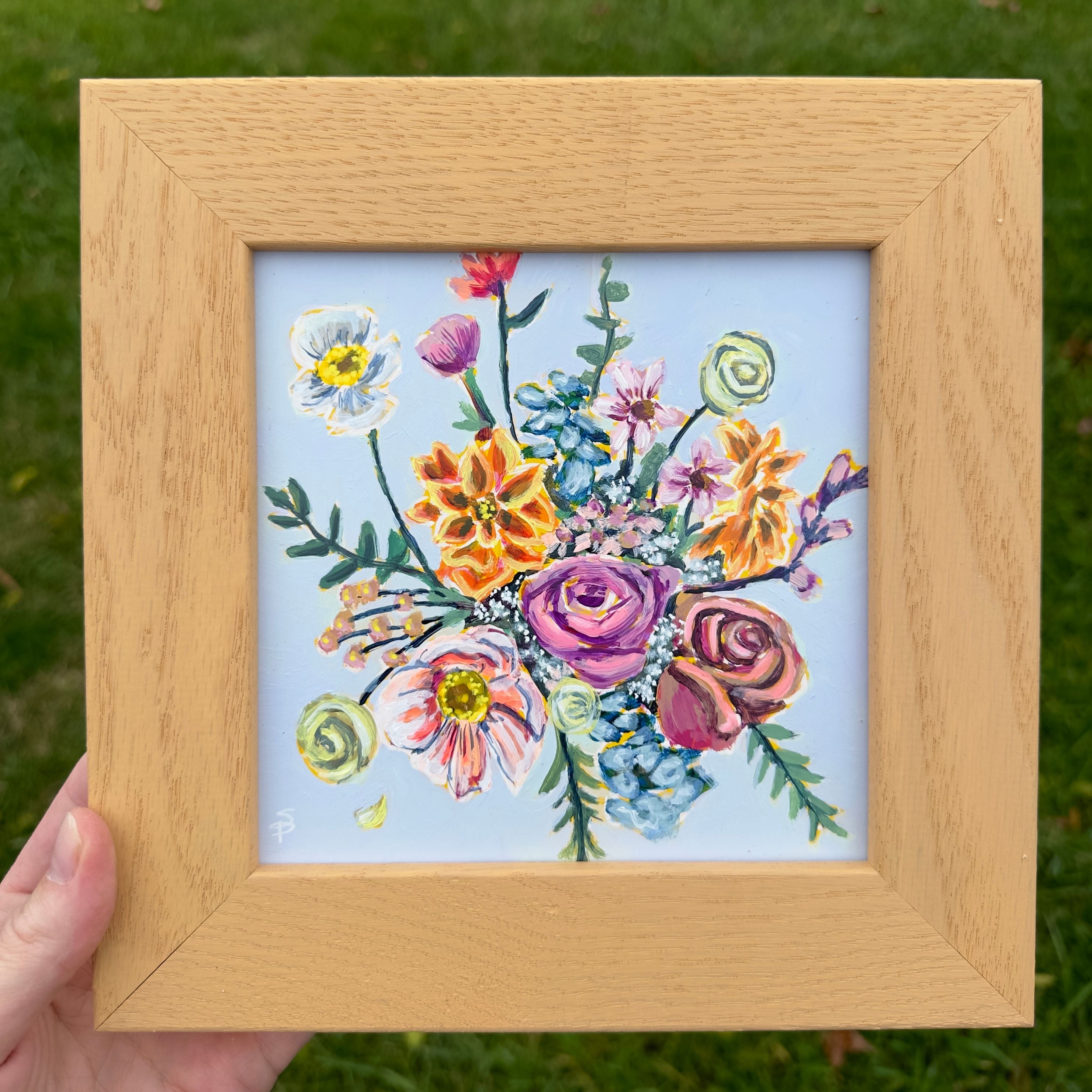 October | 9x9 Framed Acrylic on Wood Panel | Original Hand-Painted Wall Art